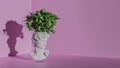 Head of a statue of David on a pink background with plants on his head Royalty Free Stock Photo