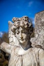 Face of a stone angel grave marker. Royalty Free Stock Photo