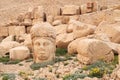 Head of a stone statue, sculpture of the Goddess of Commagene on the West Terrace of Mount Nemrut, close to Adiyaman, Turkey Royalty Free Stock Photo