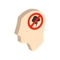 Head with storming cloud, stress concept symbol.