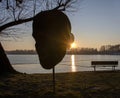 Head at sunset, Idroscalo, Milan Royalty Free Stock Photo