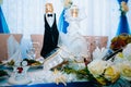 Head table for newlyweds at the wedding hall Royalty Free Stock Photo