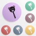 Head teddy bear on stick badge color set icon. Simple glyph, flat vector of toys icons for ui and ux, website or mobile