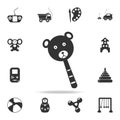 head teddy bear on stick icon. Detailed set of baby toys icons. Premium quality graphic design. One of the collection icons for we