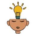 Head thinking bulb idea innovation design