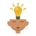 Head thinking bulb idea innovation design