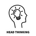 Head thinking icon or logo in modern line style.