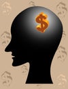 Head thinking money