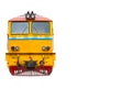 Head train hauled diesel electric locomotive with isolated white background Royalty Free Stock Photo