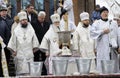 Head of the Ukrainian Church Patriarch Filaret Volodymyr blesses waters during ceremony of Great Blessing Of Water on