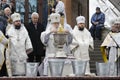 Head of the Ukrainian Church Patriarch Filaret Volodymyr blesses waters during ceremony of Great Blessing Of Water on