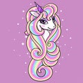 The head of a unicorn with a long mane. Vector