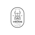 Head viking with beard and horns helm logo design vector graphic symbol icon illustration creative idea Royalty Free Stock Photo