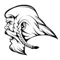 Head Viking warrior, viking warrior face drawing sketch, viking logo in black and white Royalty Free Stock Photo