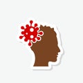 Head virus icon with flat style sticker