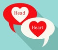 Head Vs Heart Symbol Portrays Emotion Concept Against Logical Thinking - 3d Illustration