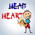 Head Vs Heart Words Portrays Emotion Concept Against Logical Thinking - 3d Illustration