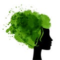 Head with watercolor hear Royalty Free Stock Photo