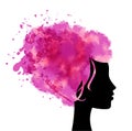Head with watercolor hear Royalty Free Stock Photo