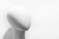 The head of a white manikin behind a boutique window. Royalty Free Stock Photo