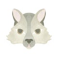 The head of a wolf or dog in gray tones. Watercolor illustration highlighted on a white background. A set OF ANIMAL Royalty Free Stock Photo