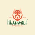 Head wolf or siberian husky colored vintage logo design vector graphic symbol icon illustration creative idea