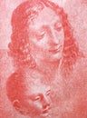 The head of the woman and child by Leonardo da Vinci in the vintage book Leonardo Da Vinci by M. Sumtsov, Kharkov, 1907