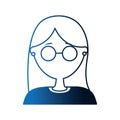 Head woman with eyeglasses avatar character