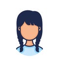 Head woman face with hair braids character