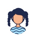 Head woman face with hair braids character