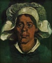 Head of a woman wearing a white cap, painting by Vincent Van Gogh