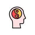 head yin yang icon. Simple color with outline vector elements of brain process icons for ui and ux, website or mobile application Royalty Free Stock Photo