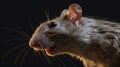 Head of young common rat. Young baby brown rat, Rattus norvegicus. generative ai