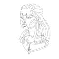 Head of a young cute girl with dreadlocks hairstyle & a brooch, for logo, posters, cards