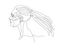 Head of a young cute girl with dreadlocks hairstyle in profile, for logo, posters, cards