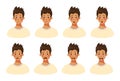 Head of a young guy with different emotions on his face, vector illustration set. Royalty Free Stock Photo