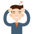 Headache attack. Head pain vector illustration