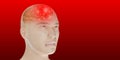 Headache brain system problems skull pain face man showing headaches 3d illustration