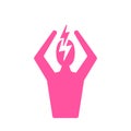 Headache and depression icon. Red Angry Man Silhouette pink symbol isolated on white background. Anger management and