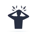 Headache glyph icon. Silhouette symbol. Anger and irritation. Fr