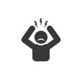 Headache glyph icon. Silhouette symbol. Anger and irritation. Frustration. Nervous tension. Aggression