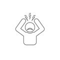 Headache glyph line icon. Silhouette symbol. Anger and irritation. Frustration. Nervous tension. Aggression.