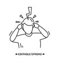 Headache icon. Man having severe headache. Vector illustration. Royalty Free Stock Photo