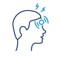 Headache Line Icon. Disease head, Fatigue concept. Migraine, Health Problem, Pain Face, Stress, Tired and Burnout