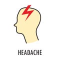 Headache. Logo or icon template in colored linear style isolated on white background