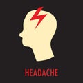 Headache. Logo or icon template in flat style isolated on black background