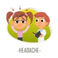 Headache medical concept. Vector illustration.