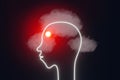 Headache Migraine Head silhouette with clouds instead of brain 3d rendering High blood pressure Hypertension Severe pain Royalty Free Stock Photo