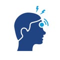 Headache Silhouette Color Icon. Disease head, Fatigue concept. Migraine, Health Problem, Pain Face, Stress, Tired and