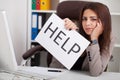 Headache and Stress at Work. Portrait of Young Business Woman at Royalty Free Stock Photo